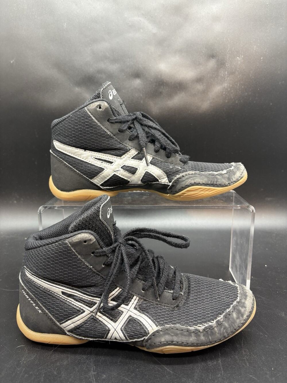 ASICS Matflex 5 GS Youth Size 3 Wrestling Shoes C545N Black Silver